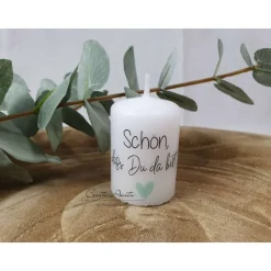 Gastgeschenk Kerze "Herz-Mint", 5 Stück - GiveAway - Hochzeit - Taufe - Kommunion