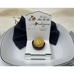 Gastgeschenk Kommunion personalisiert Halter Holz für Schokokugel, Gastgeschenk Taufe, Gastgeschenke Konfirmation,
