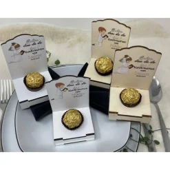 Gastgeschenk Kommunion personalisiert Halter Holz für Schokokugel, Gastgeschenk Taufe, Gastgeschenke Konfirmation,