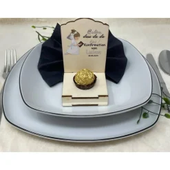 Gastgeschenk Kommunion personalisiert Halter Holz für Schokokugel, Gastgeschenk Taufe, Gastgeschenke Konfirmation,