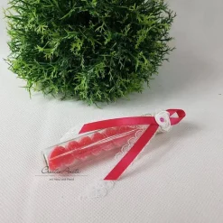 Gastgeschenk mit 5 Seifenherzen i. Reagenzglas Lotus - Pink