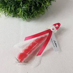 Gastgeschenk mit 5 Seifenherzen i. Reagenzglas Lotus - Pink