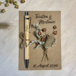 Gastgeschenk mit Kuli & Trockenblumen Hochzeit