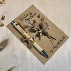 Gastgeschenk mit Kuli & Trockenblumen Hochzeit