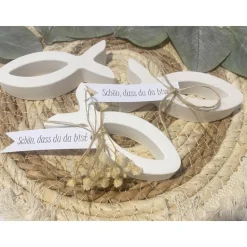 Gastgeschenke / Fische - Taufe - Kommunion - Konfirmation - Firmung - „Schön, dass du da bist“ - handgefertigt, Deko
