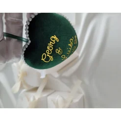 Gastgeschenke Hochzeit Geburtstag Jubiläum Herz Tannenbaumschmuck Weihnachtsbaumkugeln personalisiert Samtherz Tannenbau