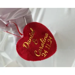 Gastgeschenke Hochzeit Geburtstag Jubiläum Herz Tannenbaumschmuck Weihnachtsbaumkugeln personalisiert Samtherz Tannenbau