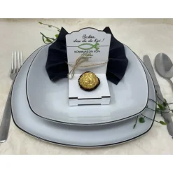 Gastgeschenke Kommunion personalisiert Halter Holz für Schokokugel, Gastgeschenk Taufe, Gastgeschenke Konfirmation,