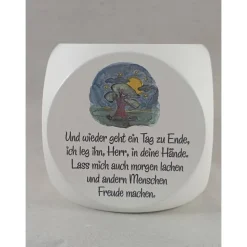 Gebetswürfel „Engelgebete“ weiß lackiert bemalt 6 cm.Taufgeschenk,Christliche Geschenk