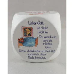 Gebetswürfel „Engelgebete“ weiß lackiert bemalt 6 cm.Taufgeschenk,Christliche Geschenk