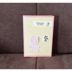 Geburt " Willkommen im Leben " Teddy  Glückwunschkarte