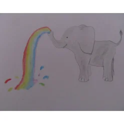 Geburtsbild Elefant mit Regenbogen personalisiert mit Namen