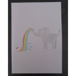 Geburtsbild Elefant mit Regenbogen personalisiert mit Namen