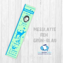 Geburtsdaten Messlatte: Reh - mint blau