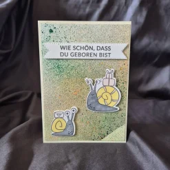 Geburtskarte / Schneckenmotiv / Neugeborenen Karte / Willkommenskarte Baby / Spruch Geburt / Babykarte / Baby