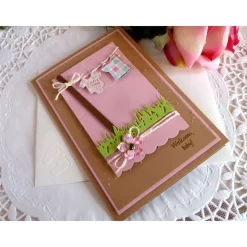 Geburtskarte, Klappkarte zur Geburt/Taufe für ein Mädchen in rosa