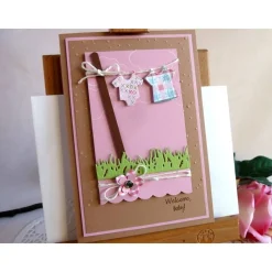 Geburtskarte, Klappkarte zur Geburt/Taufe für ein Mädchen in rosa