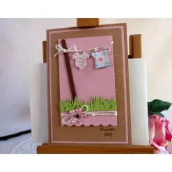 Geburtskarte, Klappkarte zur Geburt/Taufe für ein Mädchen in rosa