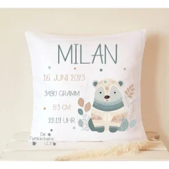 Geburtskissen Namen Geburtsdaten Kissen Geschenk Geburt Taufe Löwe