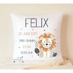 Geburtskissen Namen Geburtsdaten Kissen Geschenk Geburt Taufe Löwe