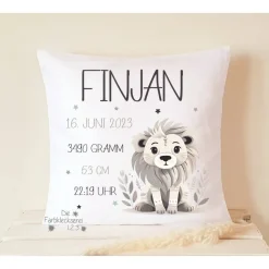 Geburtskissen Namen Geburtsdaten Kissen Geschenk Geburt Taufe Löwe