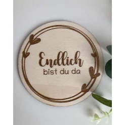 Geburtsscheibe Holzscheibe Kleines Wunder / Endlich bist du da / Coming Soon Babyscheibe für Fotoshooting