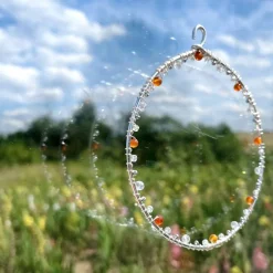 Geburtsstein Juli - Fensterdeko mit Heilstein Karneol - Karte zum Geburtstag oder zur Geburt