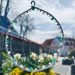 Geburtsstein Mai - Fensterdeko mit Heilstein Onyx - Karte zum Geburtstag oder zur Geburt