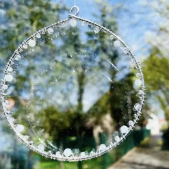 Geburtsstein März - Fensterdeko mit Heilstein Aquamarin - Karte zum Geburtstag oder zur Geburt