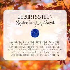 Geburtsstein September - Fensterdeko mit Heilstein Lapislazuli - Karte zum Geburtstag oder zur Geburt