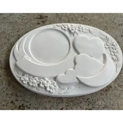 Geburtstafel bemalt  oder als Rohling ca. 15x20cm - Gipsfigur mit Anhänger zum selber bemalen - Türschild Geburtstag