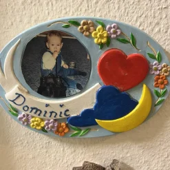 Geburtstafel bemalt  oder als Rohling ca. 15x20cm - Gipsfigur mit Anhänger zum selber bemalen - Türschild Geburtstag