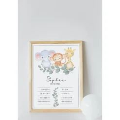 Geburtstafel Tiere Elefant | Geburtsdaten Poster Wild Ones | Geburtsposter | Geburtsanzeige | Geburtsbild | personalisie