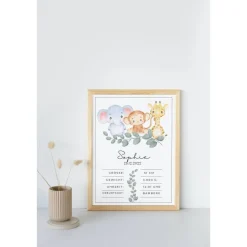 Geburtstafel Tiere Elefant | Geburtsdaten Poster Wild Ones | Geburtsposter | Geburtsanzeige | Geburtsbild | personalisie