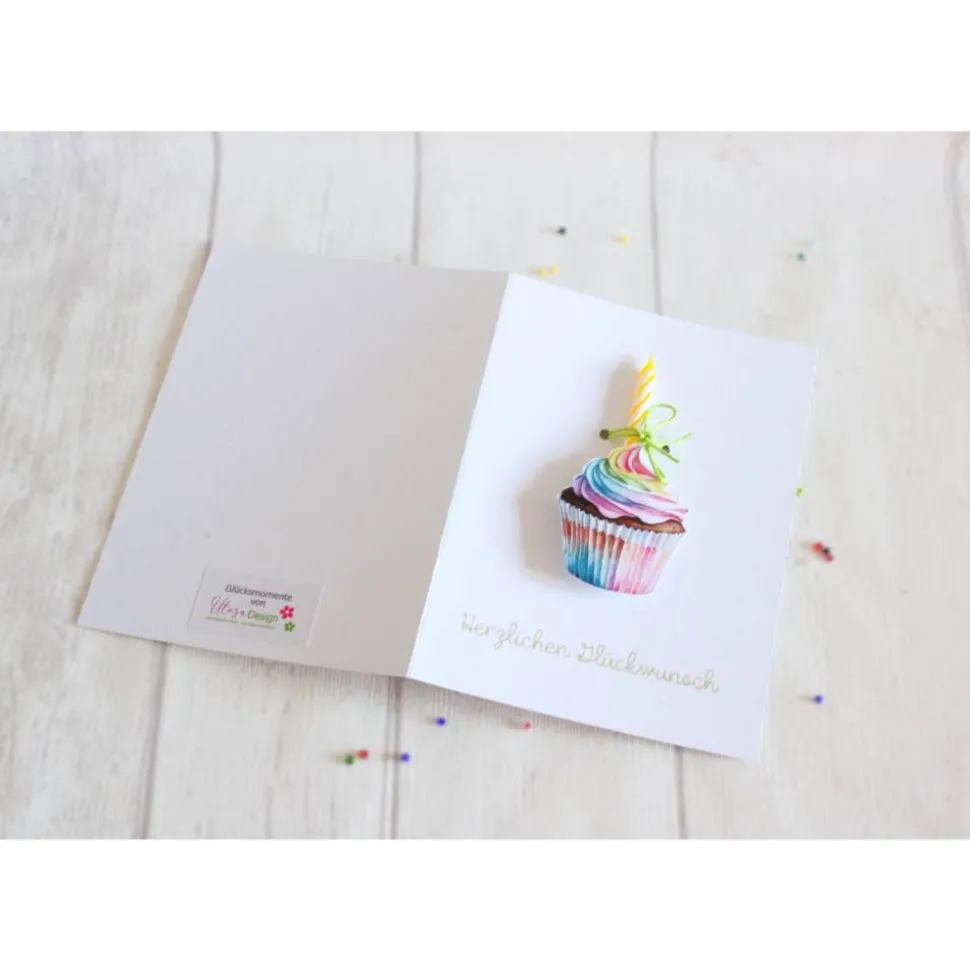 Geburtstag * Jubiläum * Glückwunsch * Glückwunschkarte * Grußkarte * Cupcake * Kerze