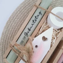 Geburtstag Geburtstagsgeschenk Haus / Lichthaus Kerzenhalter rund Stabkerze Kerzenbox Holzbox Mitbringsel