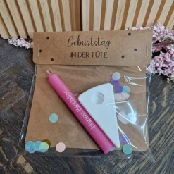 Geburtstag in der Tüte | kleines Geschenk mit Kerze