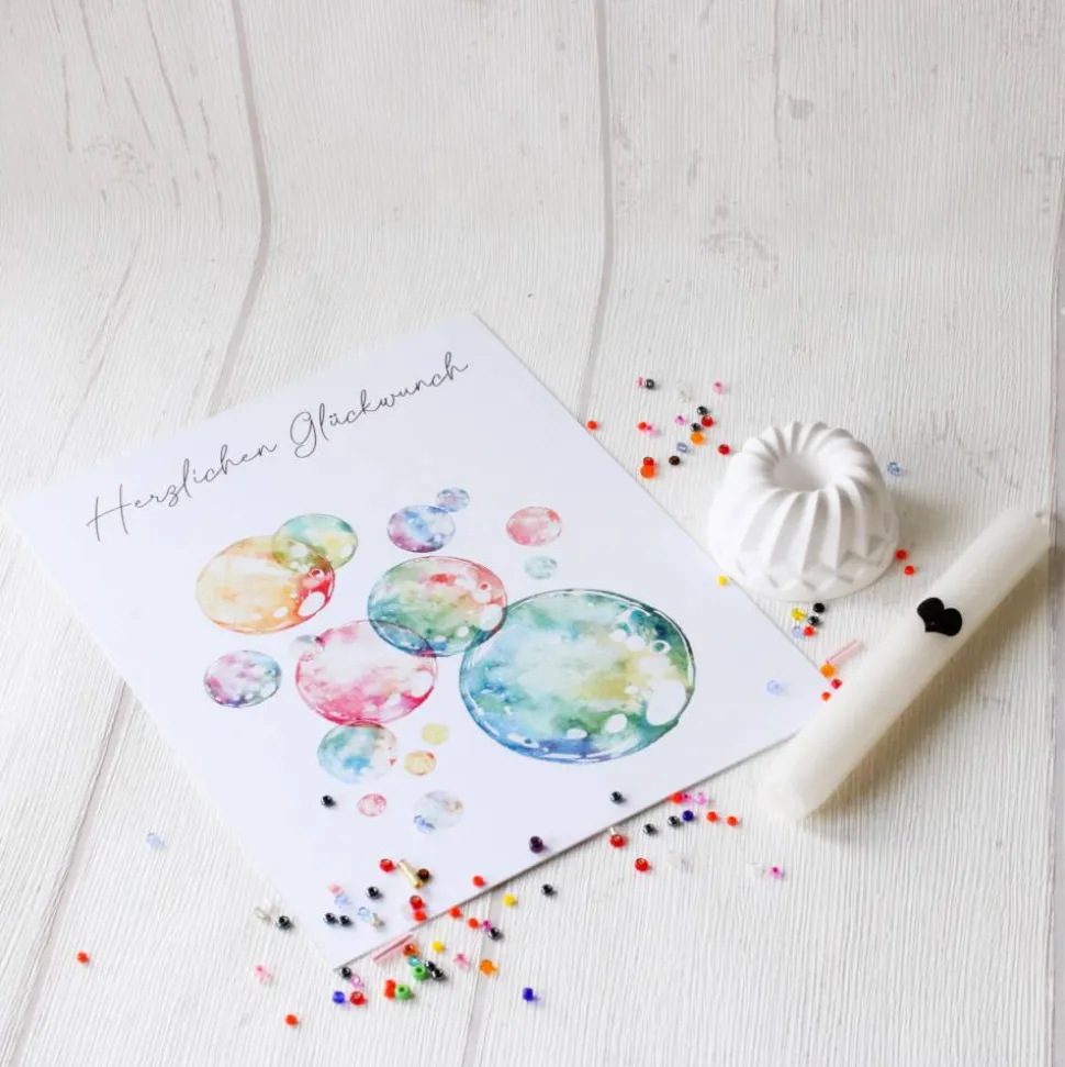 Geburtstag to go – Geschenkset mit Kerze, Mini-Gugelhupf und Karte – handgemachtes Mitbringsel