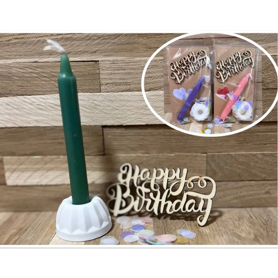 Geburtstag to go / Kleine Geschenktüten mit Gugelhupf Kerzenhalter, Kerze, Konfetti und Mini Holzschild