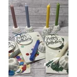 Geburtstag To Go, Kerze mit Gugelhupf als Kerzenständer & Konfetti oder Kleeblätter, Happy Birthday Geldgeschenk Raysin