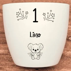 Geburtstagsgeschenk - Blumentopf graviert - 1 Jahr Koala