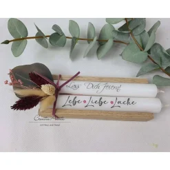 Geburtstagsgeschenk Kerzen - Stabkerzen mit Spruch & Eukalypthus - Dekoriert - Freundinnengeschenk