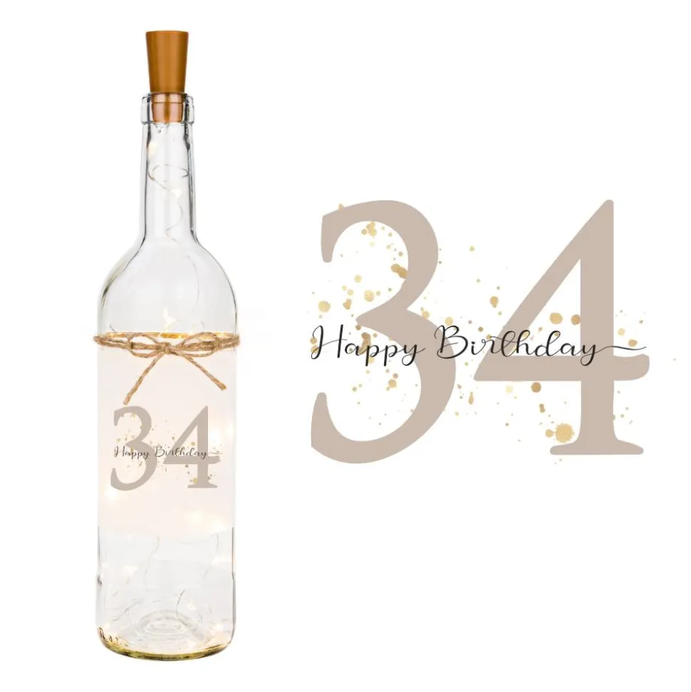 Geburtstagsgeschenk, Personalisiertes Flaschenlicht mit Zahl zum Geburtstag, Happy Birthday Geschenk