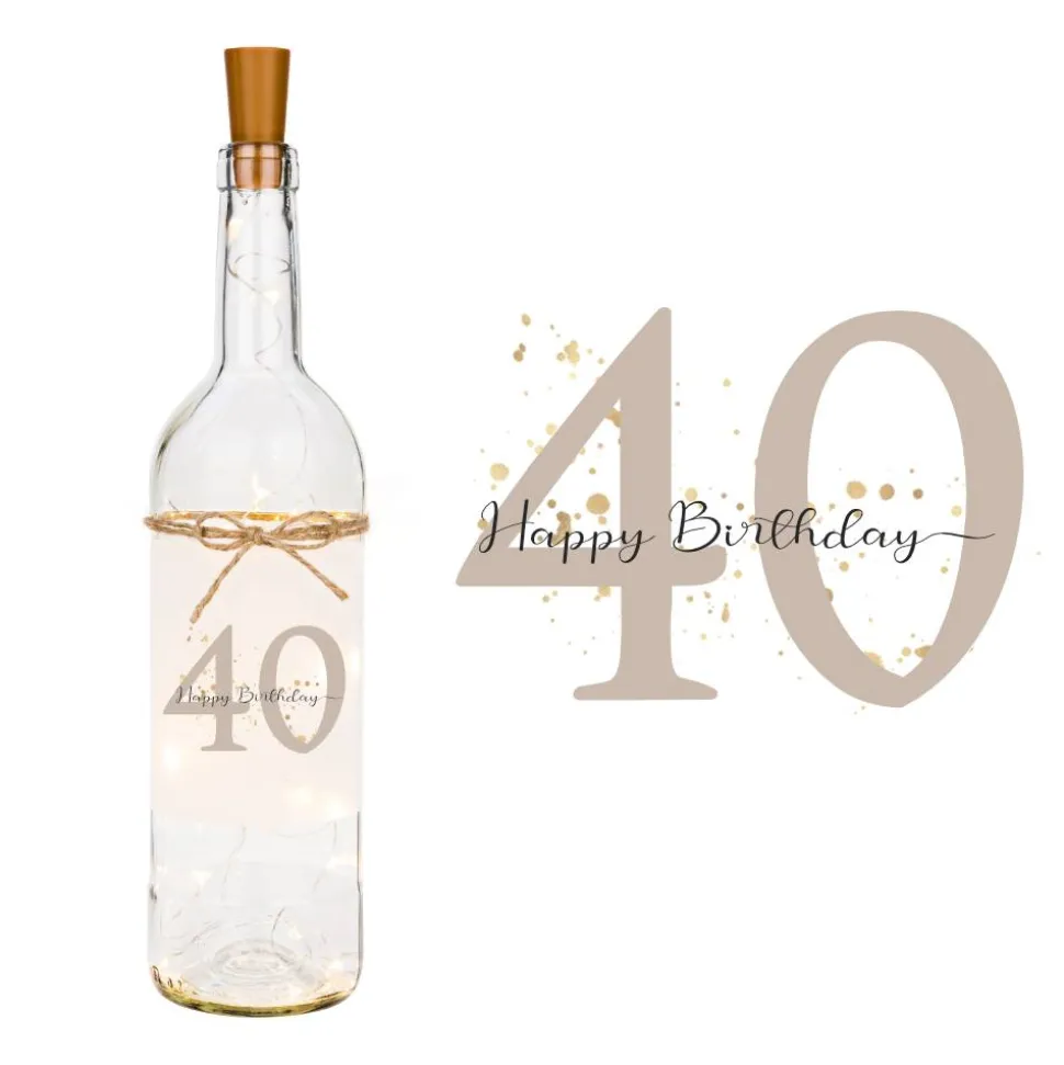 Geburtstagsgeschenk, Personalisiertes Flaschenlicht mit Zahl zum Geburtstag, Happy Birthday Geschenk