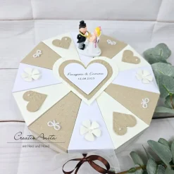 Geburtstagsgeschenk Torte TAUPE-WEISS-CREME Geldgeschenk
