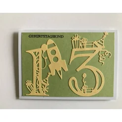 Geburtstagskarte 10. 12. 13. Geburtstag Glückwunschkarte Kinder Handarbeit