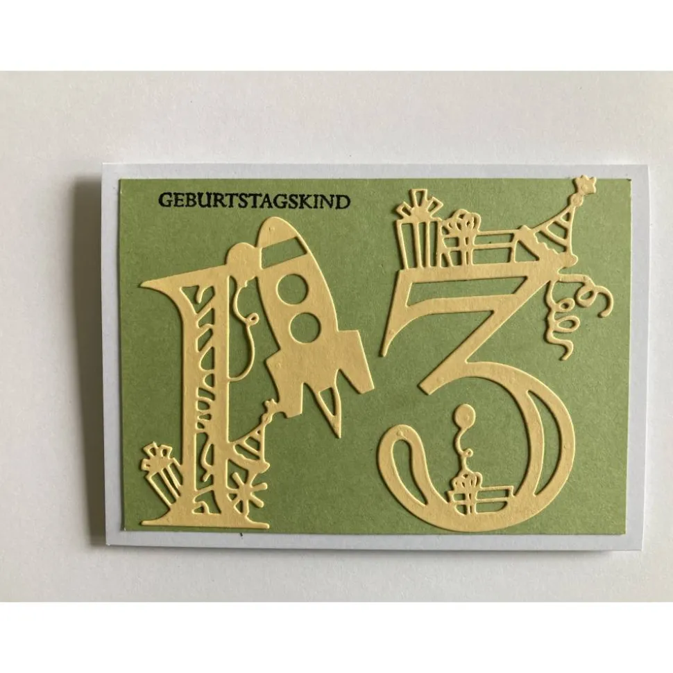 Geburtstagskarte 10. 12. 13. Geburtstag Glückwunschkarte Kinder Handarbeit