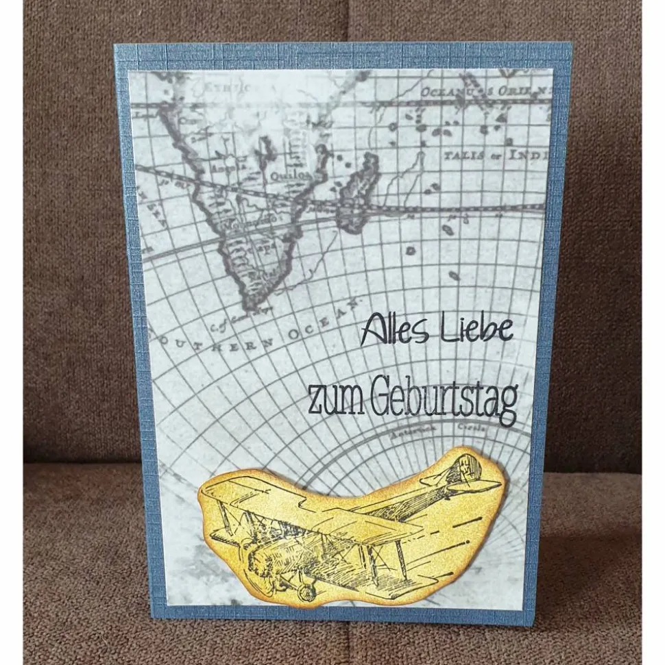 Geburtstagskarte " Alles Liebe zum Geburtstag " Flugzeug , VintageLook