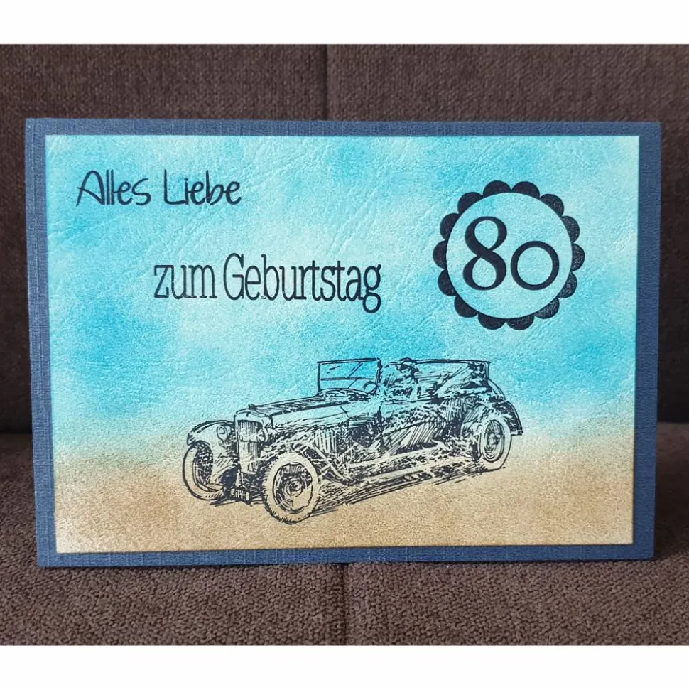 Geburtstagskarte " Alles Liebe zum Geburtstag und 80ziger " Oldtimer , VintageLook