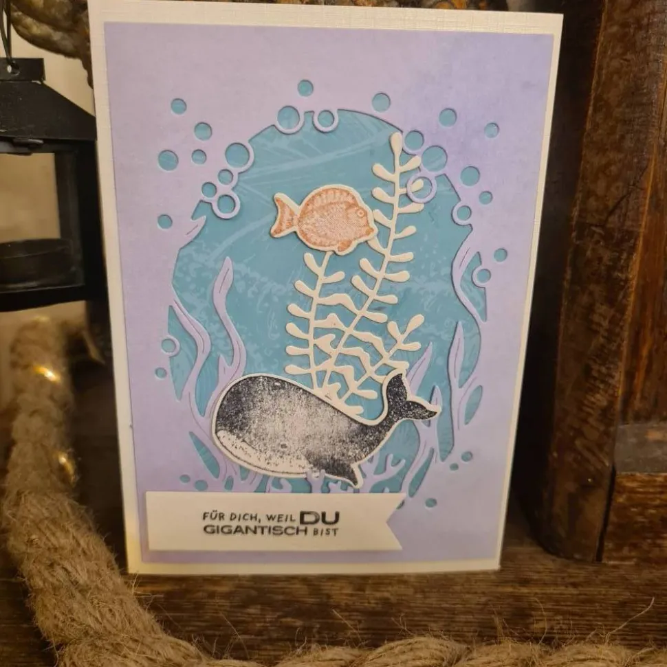 Geburtstagskarte - Für dich , weil du gigantisch bist - Wal - Fische